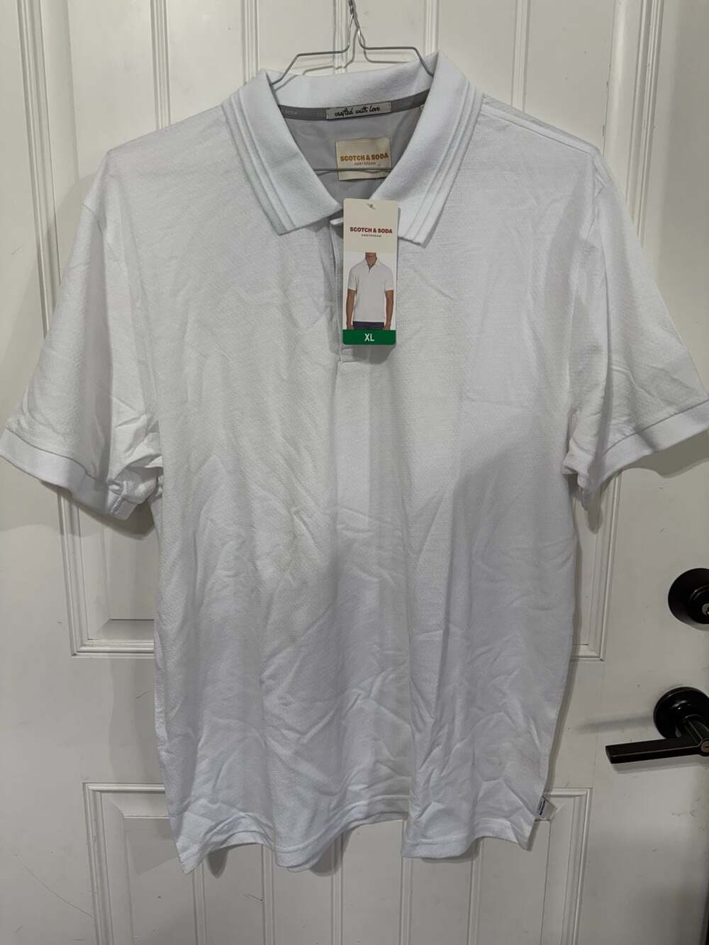 Scotch & Soda Amsterdam Men's White Pique Polo Shirt